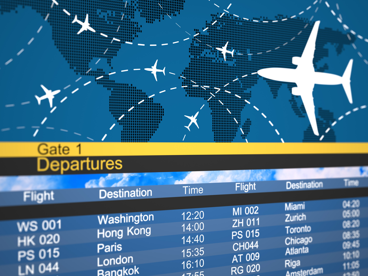 Abstract airline schedule and traffic flight board